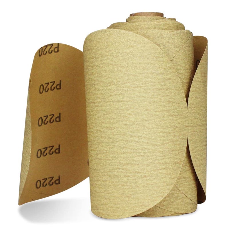 BHA 5" Inch Discs On a Roll PSA Gold Adhesive Back DA Sanding Paper - 100 Pack (180 Grit) - Image 2